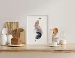 Image of a feather watercolor painting by Shayna Larsen, originals & prints available