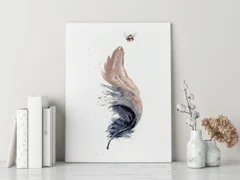 Image of a feather watercolor painting by Shayna Larsen, originals & prints available