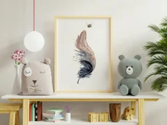 Image of a feather watercolor painting by Shayna Larsen, originals & prints available