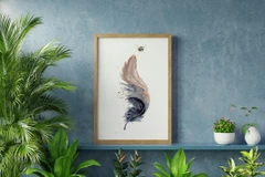 Image of a feather watercolor painting by Shayna Larsen, originals & prints available