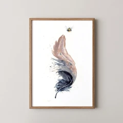 Image of a feather watercolor painting by Shayna Larsen, originals & prints available
