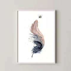 Image of a feather watercolor painting by Shayna Larsen, originals & prints available