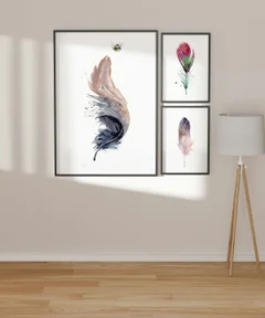 Image of a feather watercolor painting by Shayna Larsen, originals & prints available