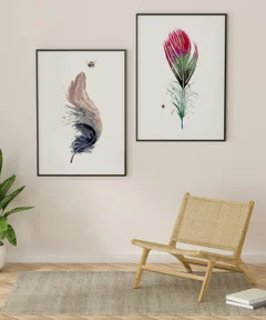 Image of a feather watercolor painting by Shayna Larsen, originals & prints available