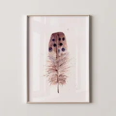Image of a feather watercolor painting by Shayna Larsen, originals & prints available