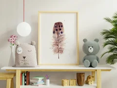 Image of a feather watercolor painting by Shayna Larsen, originals & prints available