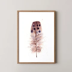 Image of a feather watercolor painting by Shayna Larsen, originals & prints available