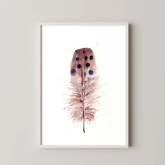 Image of a feather watercolor painting by Shayna Larsen, originals & prints available