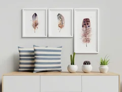 Image of a feather watercolor painting by Shayna Larsen, originals & prints available