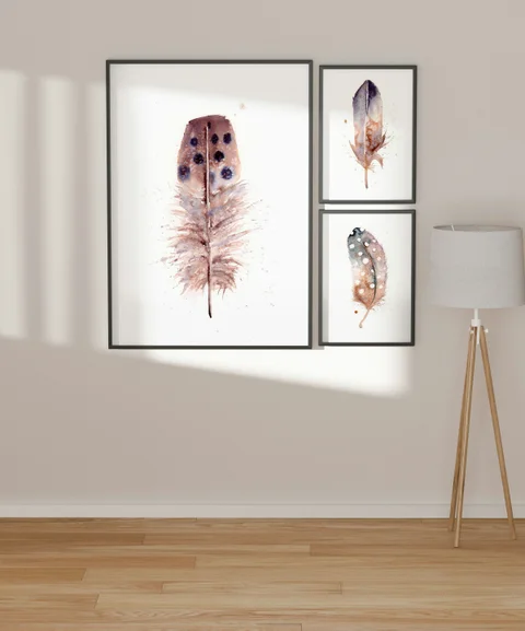 Image of a feather watercolor painting by Shayna Larsen, originals & prints available