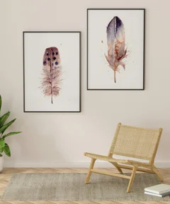 Image of a feather watercolor painting by Shayna Larsen, originals & prints available