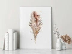 Image of a feather watercolor painting by Shayna Larsen, originals & prints available