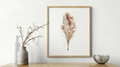 Image of a feather watercolor painting by Shayna Larsen, originals & prints available