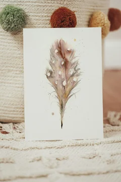 Image of a feather watercolor painting by Shayna Larsen, originals & prints available
