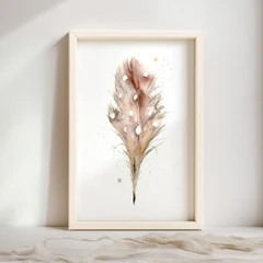 Image of a feather watercolor painting by Shayna Larsen, originals & prints available