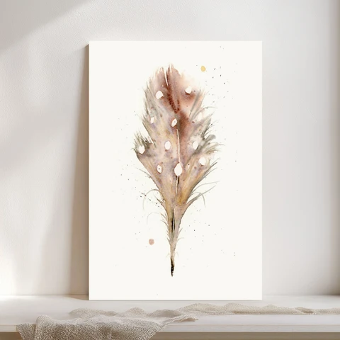 Image of a feather watercolor painting by Shayna Larsen, originals & prints available