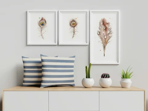 Image of a feather watercolor painting by Shayna Larsen, originals & prints available
