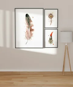 Image of a feather watercolor painting by Shayna Larsen, originals & prints available