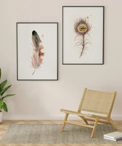 Image of a feather watercolor painting by Shayna Larsen, originals & prints available