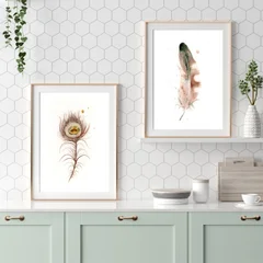 Image of a feather watercolor painting by Shayna Larsen, originals & prints available