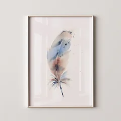 Image of a feather watercolor painting by Shayna Larsen, originals & prints available