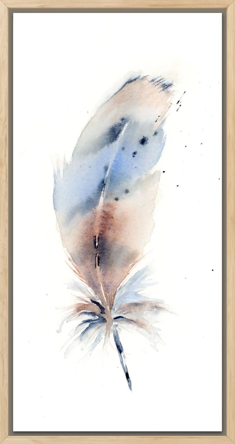 Image of a feather watercolor painting by Shayna Larsen, originals & prints available