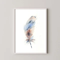 Image of a feather watercolor painting by Shayna Larsen, originals & prints available