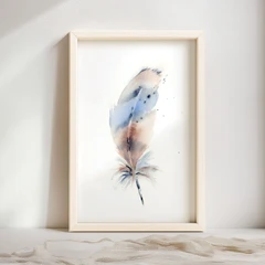 Image of a feather watercolor painting by Shayna Larsen, originals & prints available