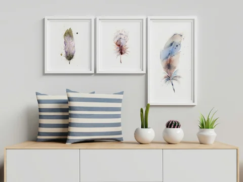 Image of a feather watercolor painting by Shayna Larsen, originals & prints available