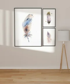Image of a feather watercolor painting by Shayna Larsen, originals & prints available