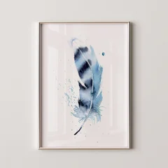 Image of a feather watercolor painting by Shayna Larsen, originals & prints available