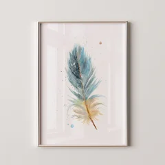 Image of a feather watercolor painting by Shayna Larsen, originals & prints available