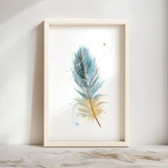 Image of a feather watercolor painting by Shayna Larsen, originals & prints available