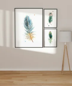 Image of a feather watercolor painting by Shayna Larsen, originals & prints available
