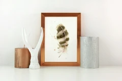 Image of a feather watercolor painting by Shayna Larsen, originals & prints available