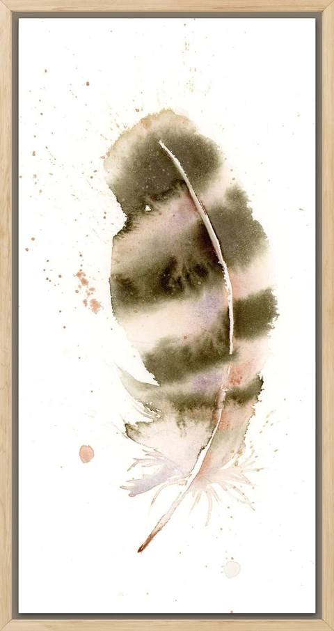 Image of a feather watercolor painting by Shayna Larsen, originals & prints available