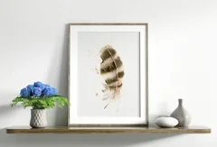 Image of a feather watercolor painting by Shayna Larsen, originals & prints available