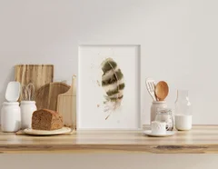 Image of a feather watercolor painting by Shayna Larsen, originals & prints available