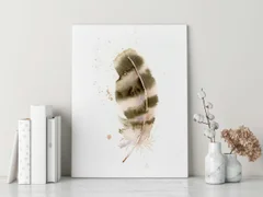 Image of a feather watercolor painting by Shayna Larsen, originals & prints available