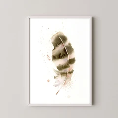 Image of a feather watercolor painting by Shayna Larsen, originals & prints available