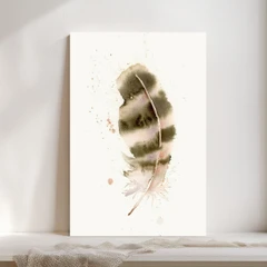Image of a feather watercolor painting by Shayna Larsen, originals & prints available