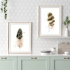 Image of a feather watercolor painting by Shayna Larsen, originals & prints available