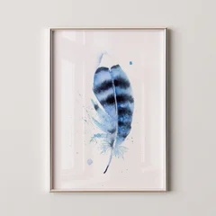 Image of a feather watercolor painting by Shayna Larsen, originals & prints available