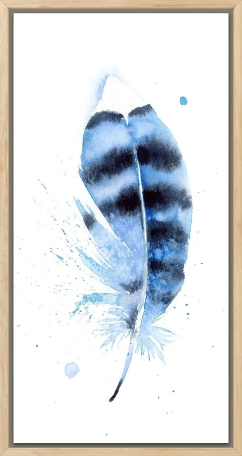 Image of a feather watercolor painting by Shayna Larsen, originals & prints available