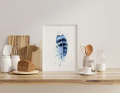 Image of a feather watercolor painting by Shayna Larsen, originals & prints available