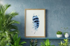 Image of a feather watercolor painting by Shayna Larsen, originals & prints available