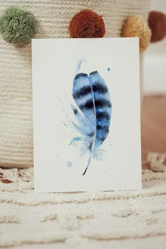 Image of a feather watercolor painting by Shayna Larsen, originals & prints available