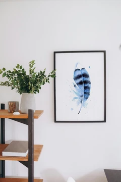 Image of a feather watercolor painting by Shayna Larsen, originals & prints available
