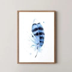 Image of a feather watercolor painting by Shayna Larsen, originals & prints available
