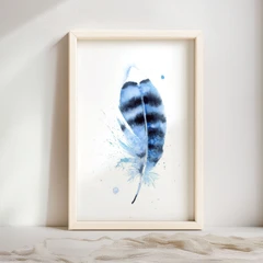 Image of a feather watercolor painting by Shayna Larsen, originals & prints available